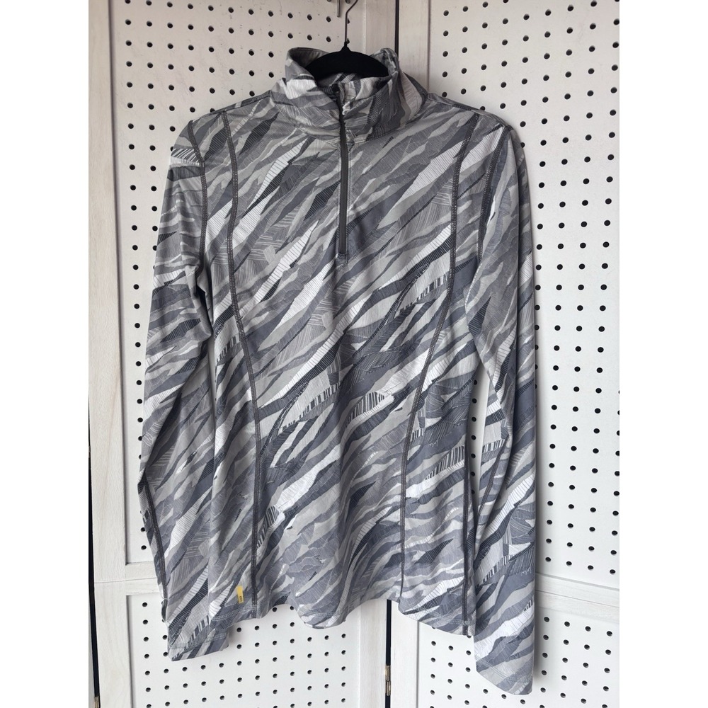 Lole Women's M Quarter Zip Athletic‎ Long SLV Shirt Running Gray Stripes